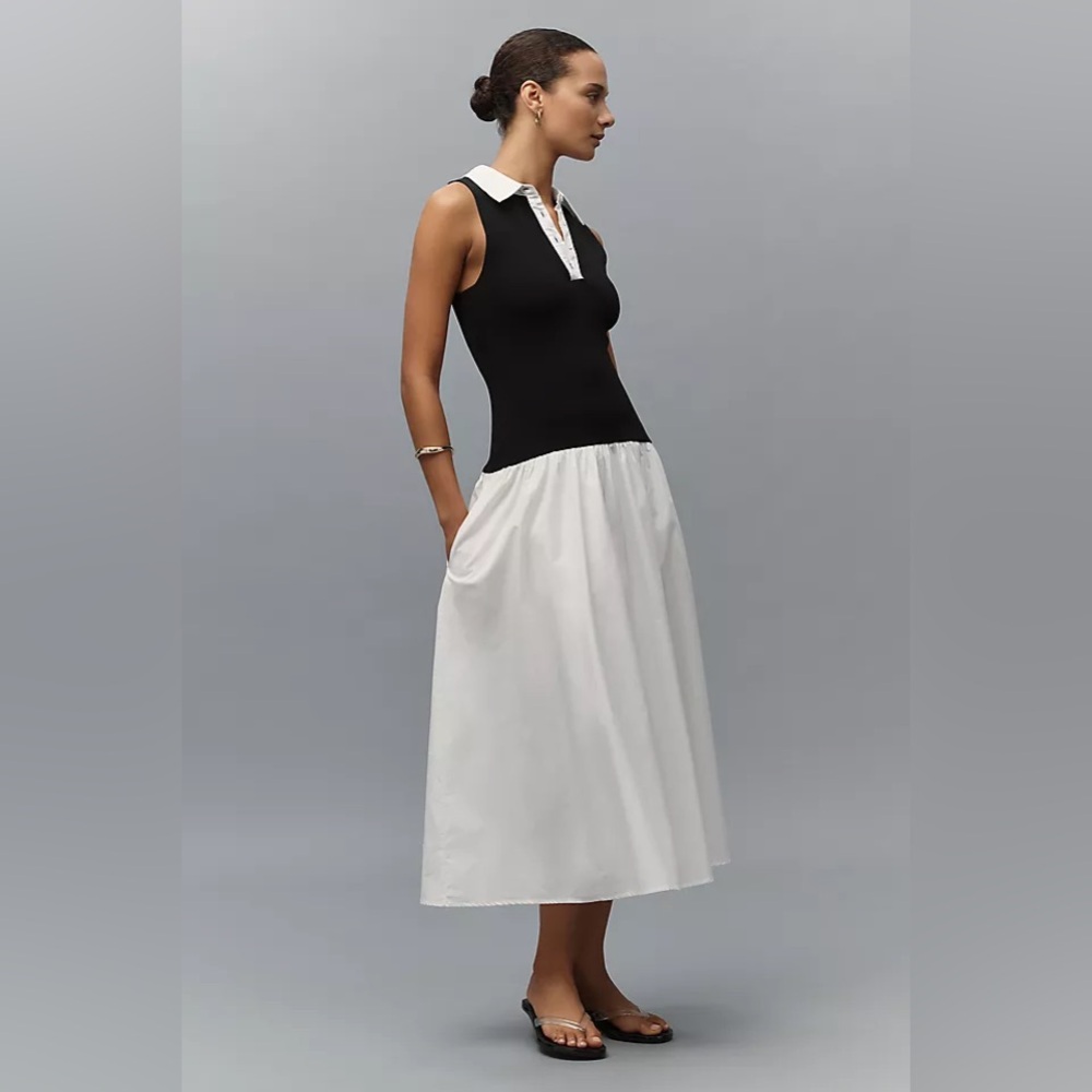 Endless Rose Sleeveless Collared Twofer
Drop-Waist Midi Dress